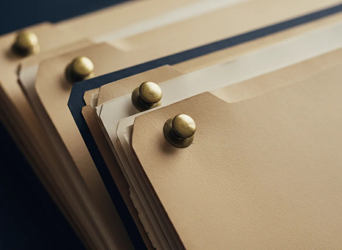 Archival folders with brass fasteners