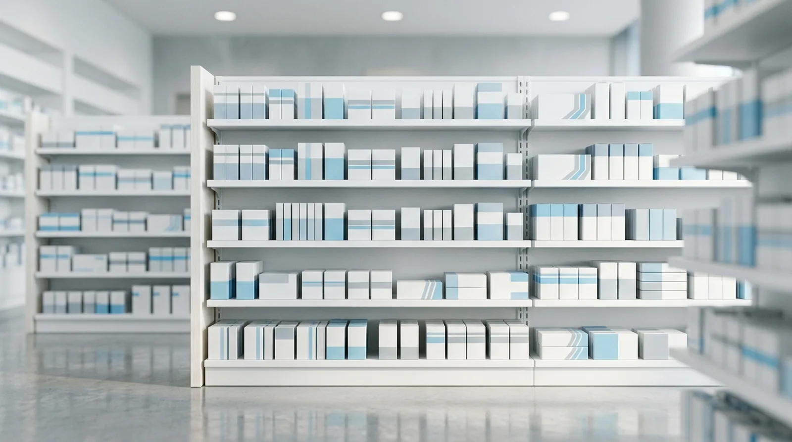 Pharmacy shelves illustration for the pharmacy history section