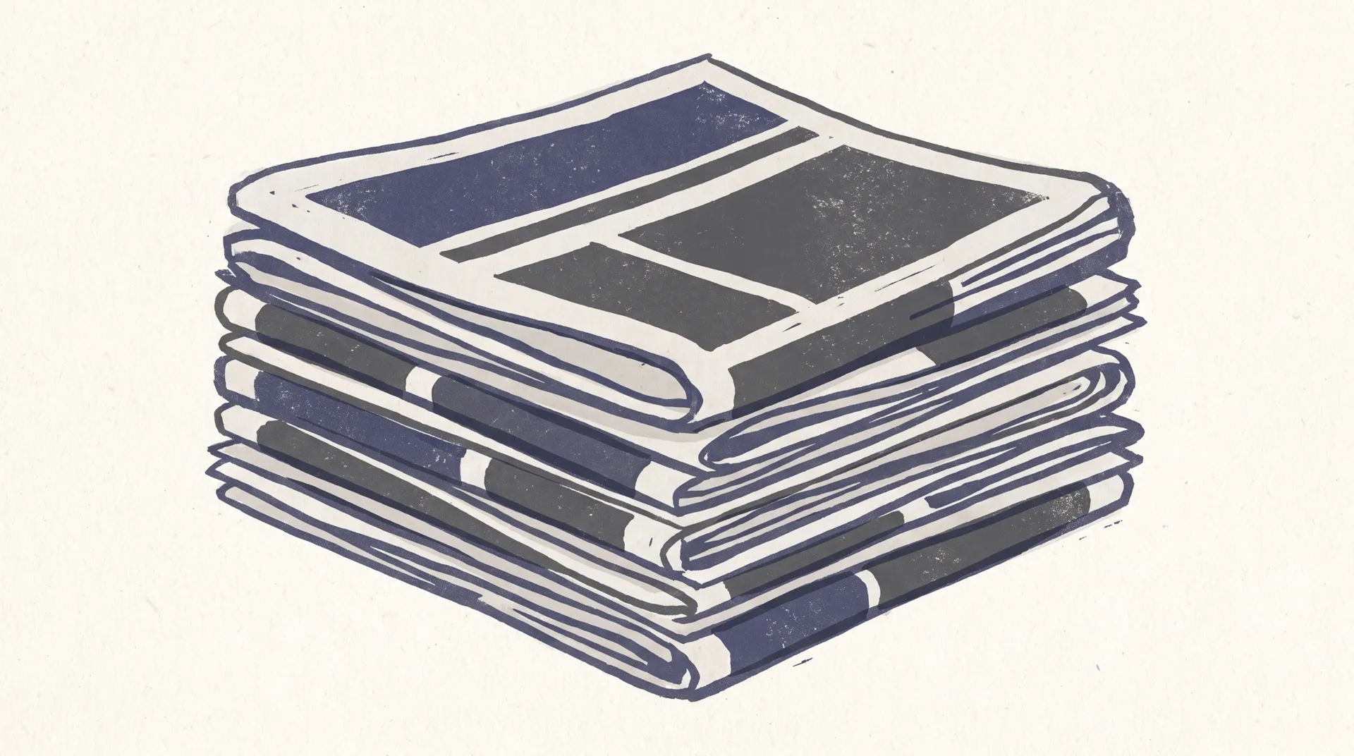 Press archive illustration of folded blank newspapers for Andrew Hillman's record