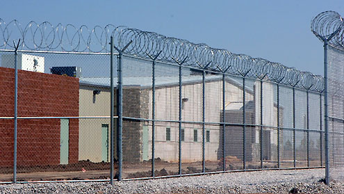Fannin County Detention Center perimeter with razor-wire fence