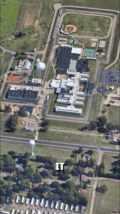 FCI Texarkana aerial view with Federal Prison Camp Texarkana satellite camp visible alongside the main facility